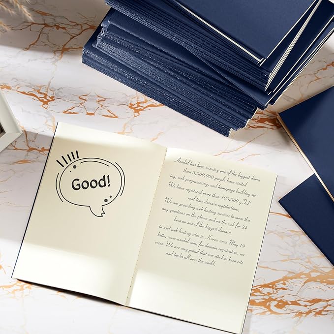 Mimorou 100 Pcs Kraft Notebook Journals 5.5 Inch x 8.3 Inch A5 Softcover Notebooks Bulk for Writing Sketch Office Notepad with 60 Pages 30 Sheets (Navy,Unlined)-DeskLoop Office