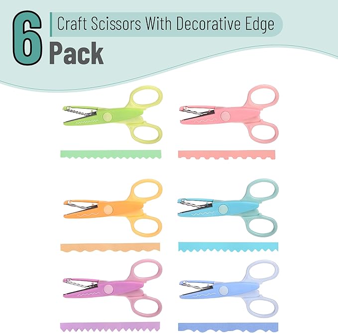Mr. Pen- Craft Scissors Decorative Edge, 6 Pack, Rainbow | Zig Zag Scissors - Image 2