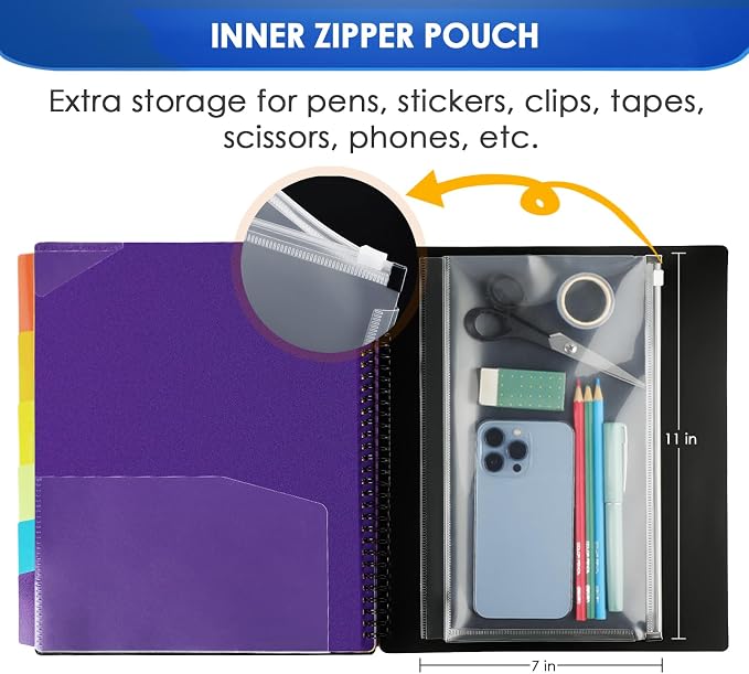 KTRIO 12 Pocket Project Organizer, Letter Size Spiral Binder, Letter Size Fit - Image 5