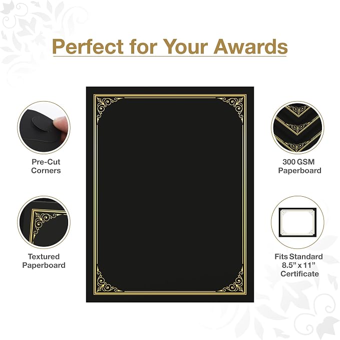 BELLE KR® Black Certificate Holders 8.5 x 11, Documents and Diplomas - Image 2