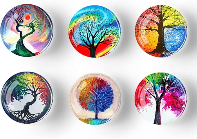 12Pcs Glass Refrigerator Magnet Fridge Sticker，Life Tree Crystal Fridge Magnets Decoration for Crafts,Strong Fridge Magnets for Kitchen, School,Office Whiteboard, Cabinet and Dishwasher (Life Tree)-DeskLoop Office