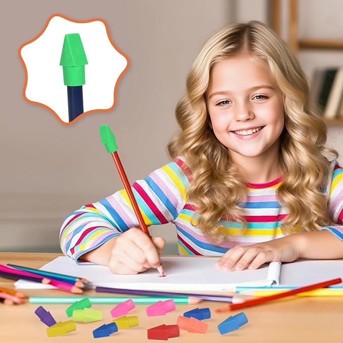 300 Pack Pencil Top Erasers Bulk 10 Colors and Cap Erasers - Image 4