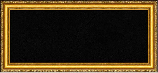 Amanti Art Black Cork Board for Wall, 16x34 Vision Board with Gold Wood Frame, Medium Corkboard Office Decor for Home Organization, Traditional Corkboard Pinboard to display items for home-DeskLoop Office