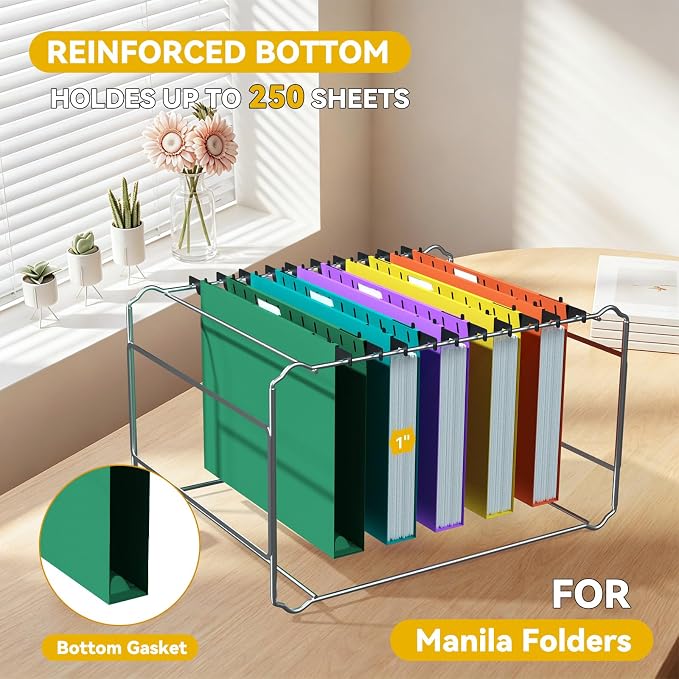 Plastic 1" Expansion Hanging File Folders Letter Size, 12 Pack Reinforced Heavy - Image 4