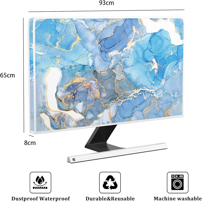 Baocicco Baby Blue Gold Marble Waterproof Screen TV Cover 37, 39 Inch Modern - Image 2