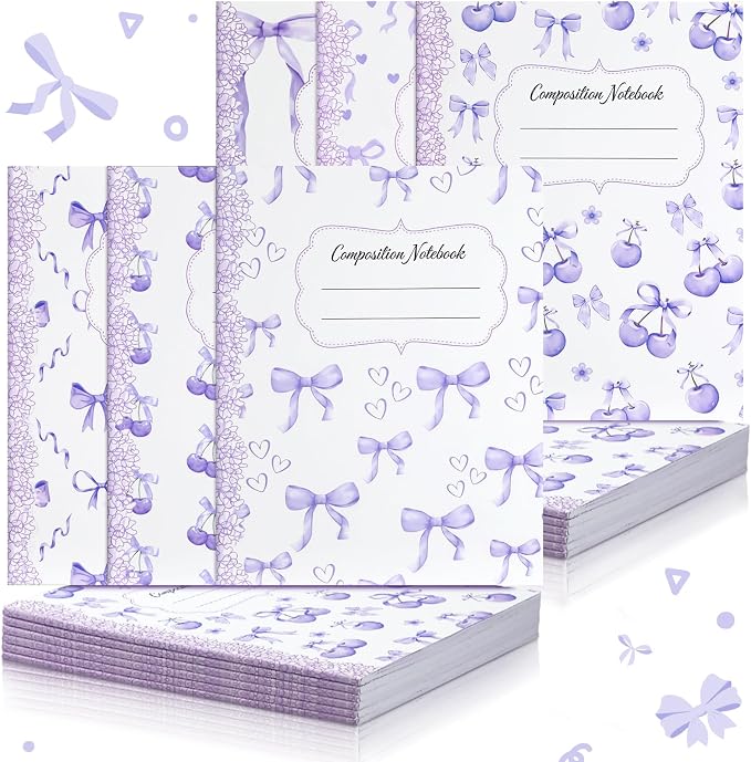 Fullhawl 6 Pack Composition Notebook College Ruled Bulk Light Purple Bow by Fullhawl