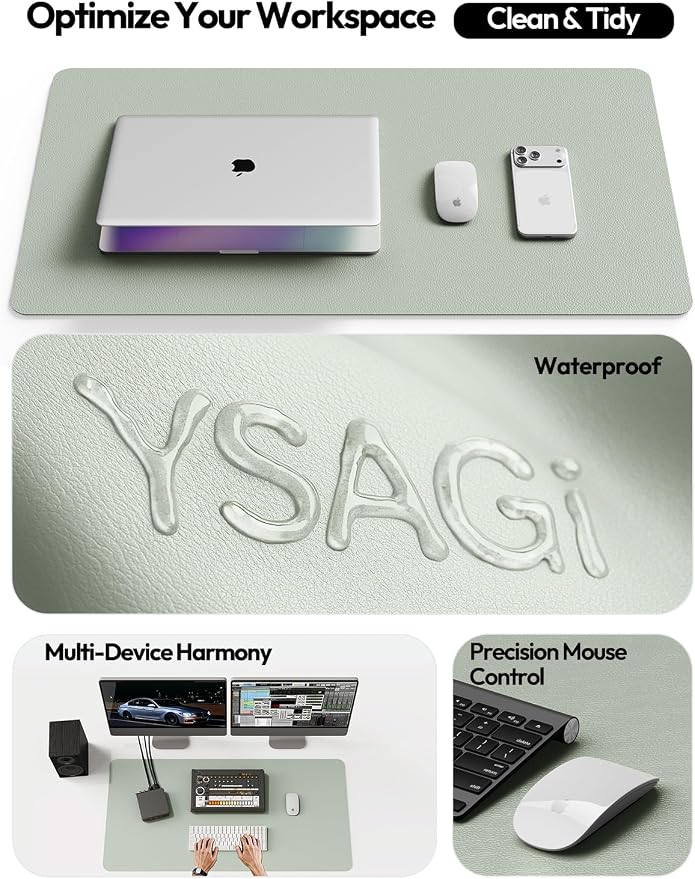 YSAGi Leather Desk Pad Protector, Office Desk Mat, Large Mouse Pad, Non-Slip PU - Image 9