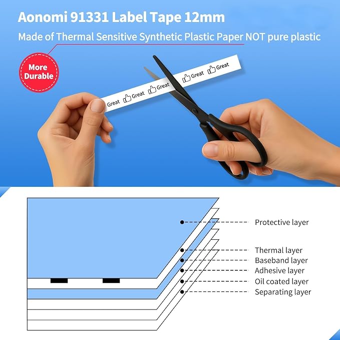 Label Tape Replace for Dymo Letratag Refills White Plastic 12mm x 4m Compatible - Image 3