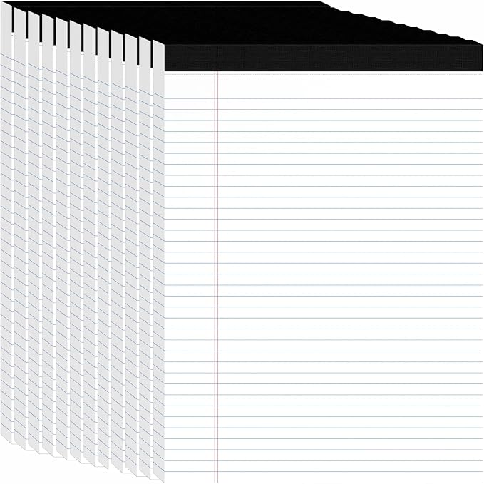 12 Pack Legal Pads 8.5" x 11", Wide Ruled Writing Notepads, 50 Sheets/Pad by Ciphyfee