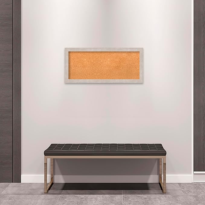 Amanti Art Natural Cork Board for Wall, 15x33 Vision Board with Silver Wood Frame, Medium Corkboard Office Decor for Home Organization, Casual Corkboard Pinboard to display items for home organization-DeskLoop Office