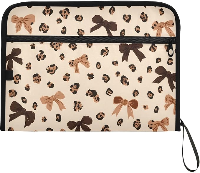 Expanding File Folder Leopard Print Cheetah Bow Pattern Accordion File - Image 7
