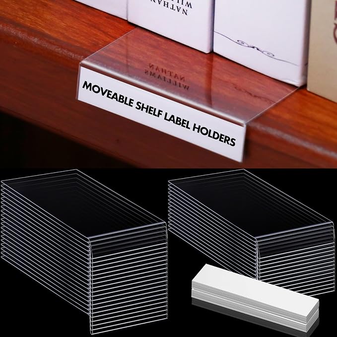 Containlol 30 Pcs Moveable Shelf Label Holders Clear Transparent Plastic by Containlol