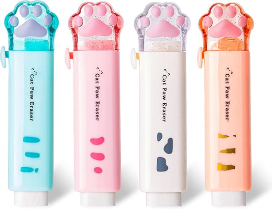 PANDENNER Retractable Pencil Eraser, Cute Erasers, Cat Paw Eraser, Suitable by PANDENNER