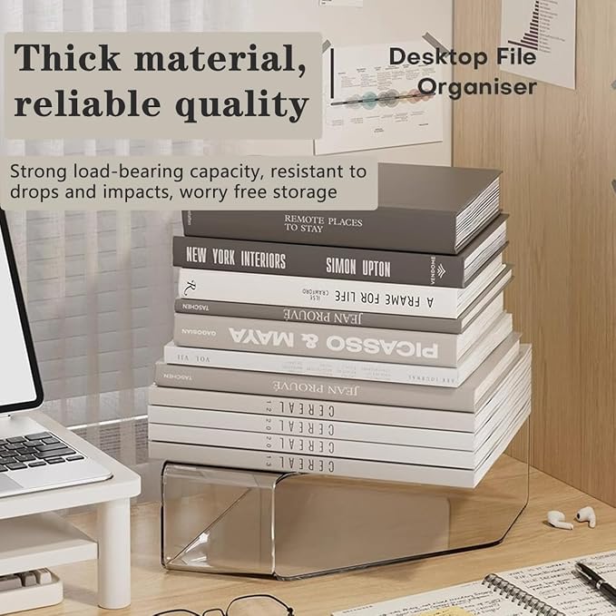2 Pack Vertical File Holder Clear Acrylic Desk Organizer Storage Bins Holding - Image 5