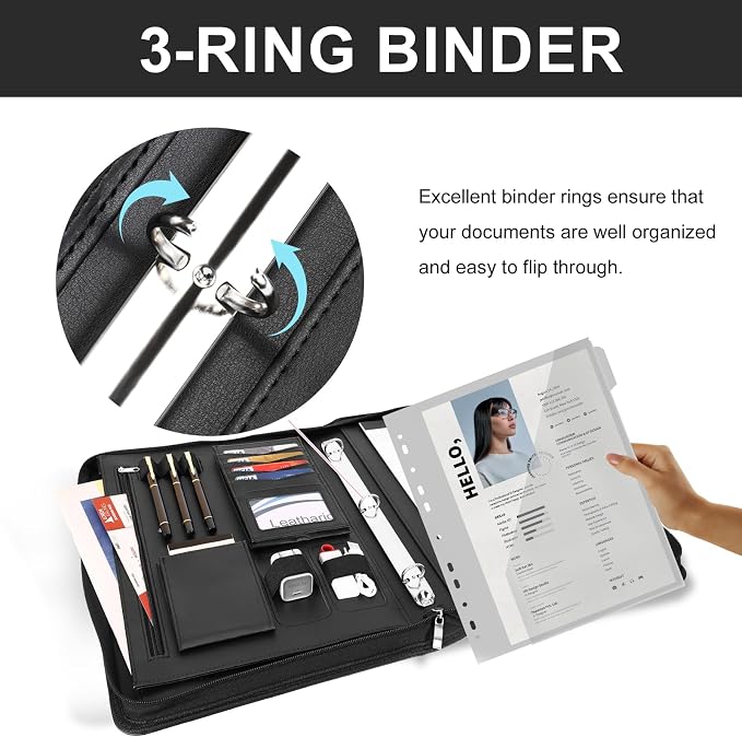 Leathario Portfolio Binder, Includes 5 Folder Index Dividers, 13 Inch Tablets - Image 9