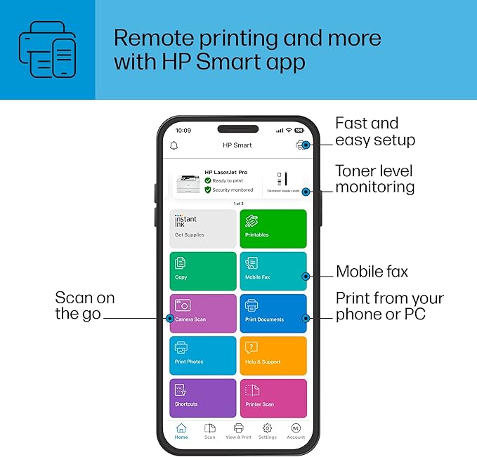 HP LaserJet Pro 4001n Black & White Printer, Print, Fast speeds, Easy setup, Mobile printing, Advanced security, USB, Ethernet Connection, Best-For-Office-DeskLoop Office