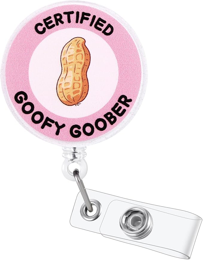 Pink Certified Goofy Goober Funny Nurse Badge Reel, Cute Retractable ID by LINAYOHA