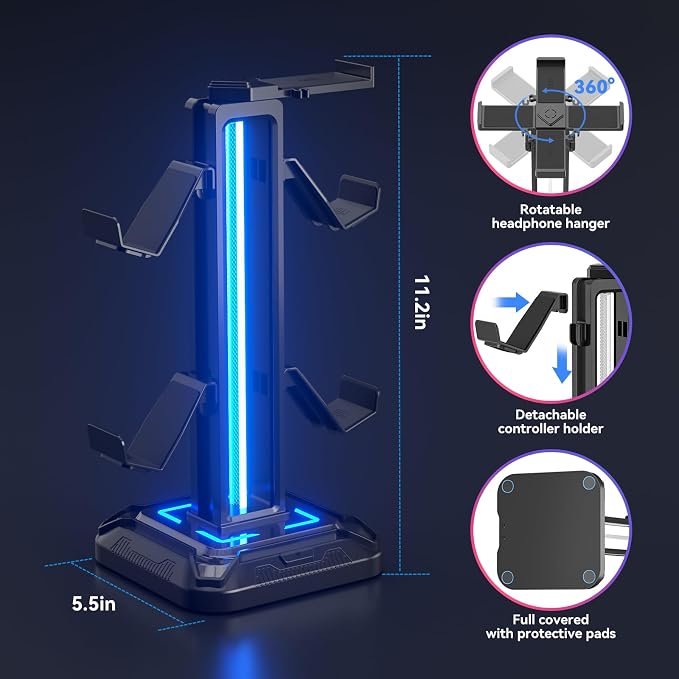 KDD RGB Headset Stand with 9 Light Modes - Image 4