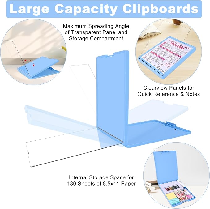 Meiikun Clipboard with Storage, Plastic Clip Boards 8.5x11 Folder with Clear - Image 6
