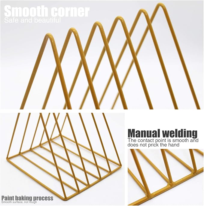 QPEY Triangle File Holder, 5 Slot Metal Vinyl Record Stand Holder Magazine - Image 4