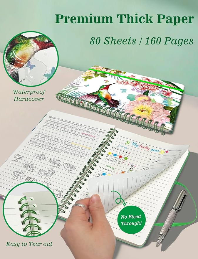 A5 Small Spiral Notebook, 5.7x8.5 Inch 160 Line Page Hardback Small Notepad | - Image 3