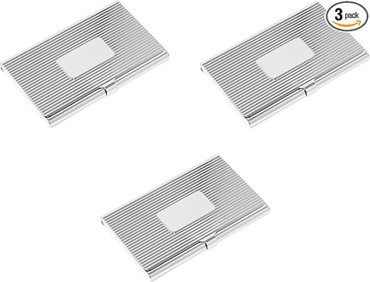 Stephanie Imports Set of 3 Slim & Minimalist Metal Business Card Holder Unisex by Stephanie+Imports