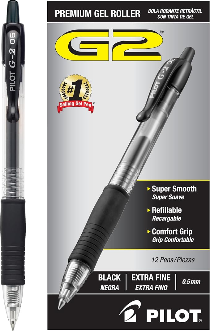PILOT G2 Premium Gel Roller Pens, Extra Fine Point 0.5 mm, Gel Pens Black Ink - Image 2