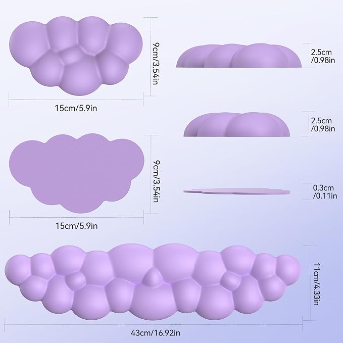 TECKNET Cloud Keyboard Wrist Rest Set, Cloud Wrist Rest - Image 6