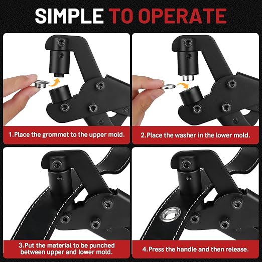 Grommet Tool Kit, 3/8 Inch Grommet Kit Handheld Eyelet Pliers Set - Image 5