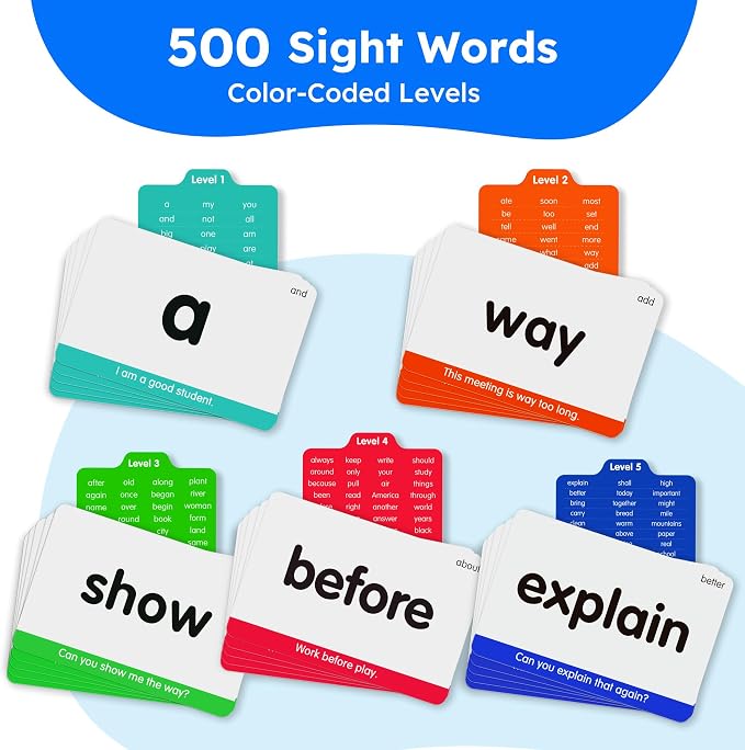 BenBen Sight Words & Phonics Flash Cards, 500 Sight Words & 800+ Words - Image 5