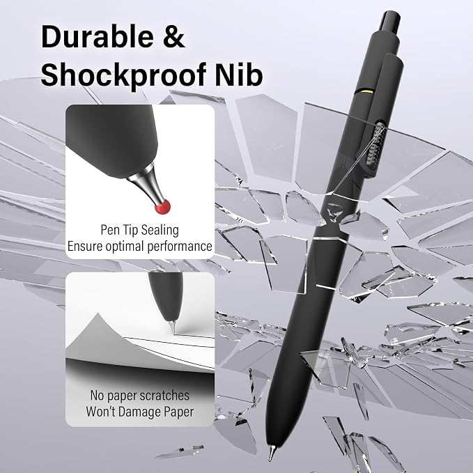 0.7mm Gel Pens Black Ink, 8 Pack Retractable Pens - Image 4