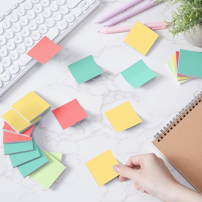 Fainne 24 Pack Sticky Notes Bulk Back to School Supplies Self Stick Note Pads Paper Memo for Office First Day of School Student Teacher Essentials (2 x 2 Inches,Bright Color)-DeskLoop Office