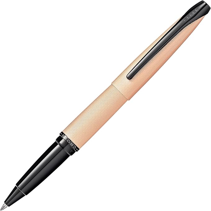 Cross ATX Refillable Rollerball Pen Presented in a Luxury Gift Box - Medium Point, Black Ink, Sandblasted Rose Gold-DeskLoop Office
