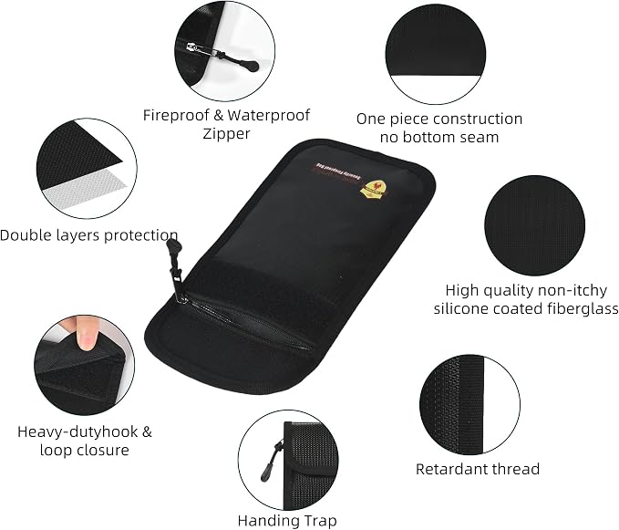 2 Pack Small Fireproof Wallet Pouch, Non-Itchy Waterproof Cash Bag - Image 5