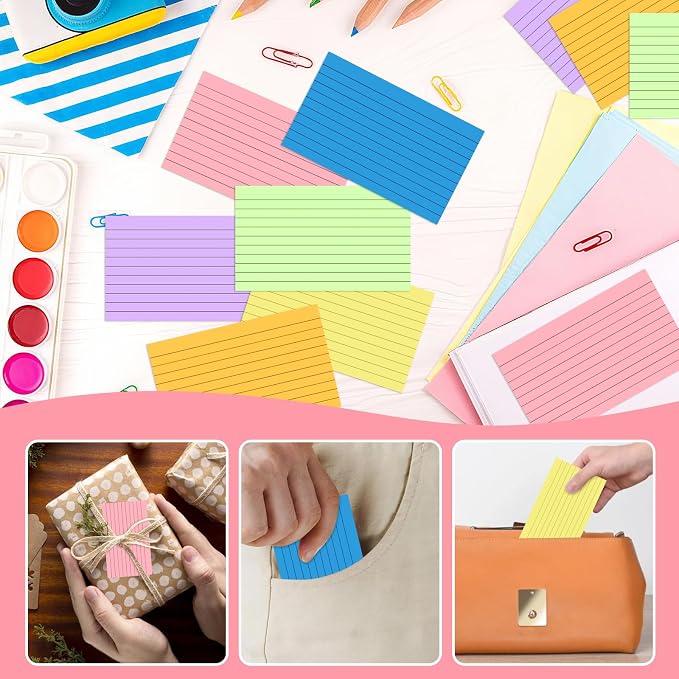 Tecmisse 600 Pieces Index Cards Rulded, Colorful Flash Cards 3 x 5 Index Card - Image 5