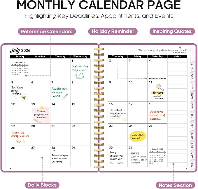 Planner 2026-2027, 8.5" x 11" Weekly and Monthly Academic Year Planner Calendar - Image 2