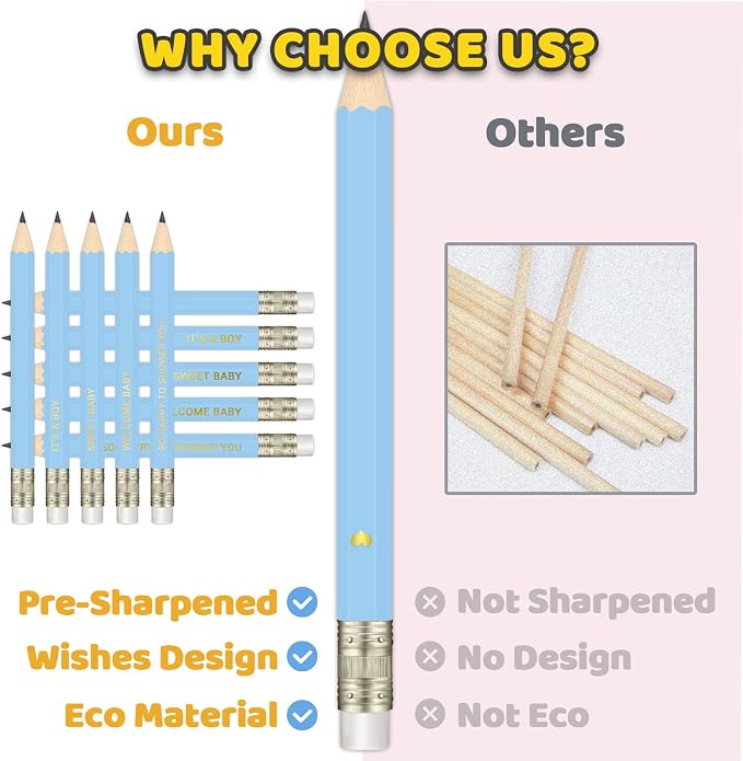 50Pcs - Baby Shower Sharpened Half Pencils - Image 2