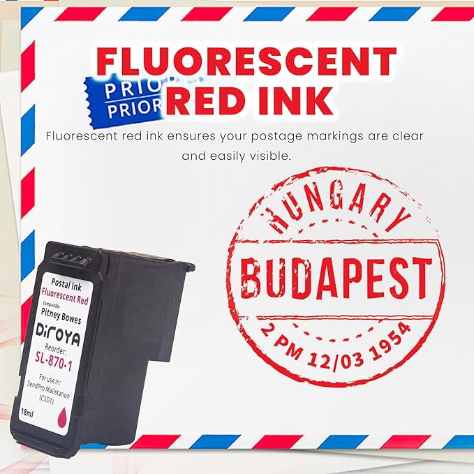 SL-870-1 Ink Cartridge 18ML High Yield Replacement for Pitney Bowes SendPro Mailstation Fluorescent Red Postage Ink (CSD1) (2 Pack)-DeskLoop Office