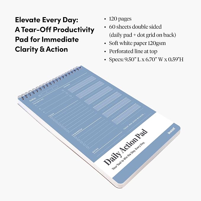 BestSelf Co. Daily Action Pad 60 Sheets – 120 GSM Paper, Ring-Bound Work - Image 4