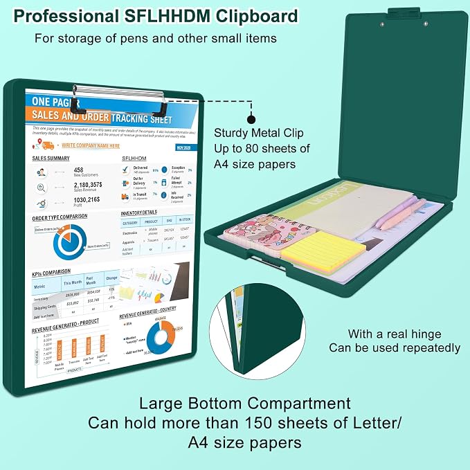 SFLHHDM Clipboard with Storage, Heavy Duty Clip Boards 8.5x11 with 2 Storage - Image 5