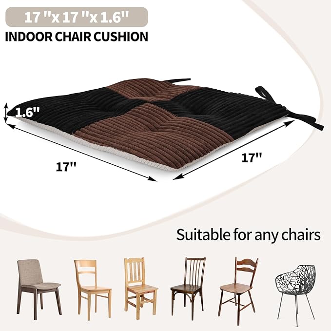 Office Stacking Chair Cushions 4 Pack, Corduroy High Density Foam Kitchen Seat - Image 3