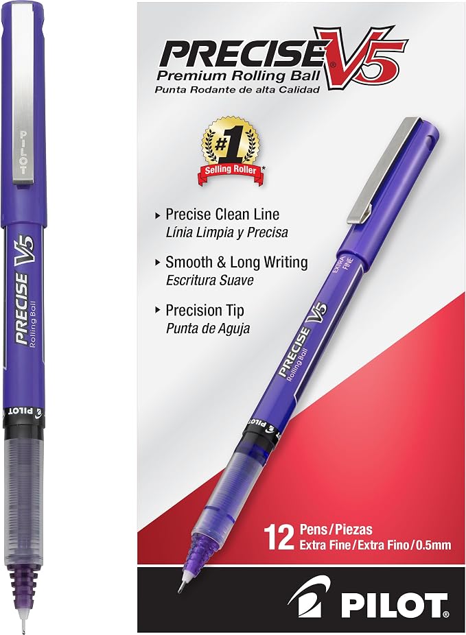 Pilot Precise V5 Rollerball Pens, Extra Fine Point 0.5 mm Purple Pens, by PilotCorporationofAmerica