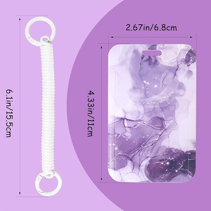 ID Badge Holder with Keychain, Spring Rope, and Metal Ring – Slide-Open Plastic - Image 3