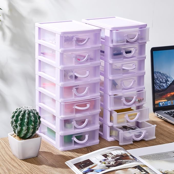 Thyle 2 Pcs Plastic Drawers Organizer Mini Organizer Stackable Plastic Clear - Image 2