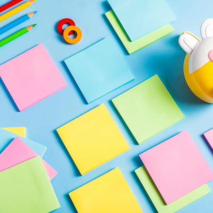 Fainne 120 Pack Sticky Notes Bulk Back to School Supplies Self Stick Note Pads Paper Memo for Office First Day of School Student Teacher Essentials (3 x 3 Inch,Simple Color)-DeskLoop Office