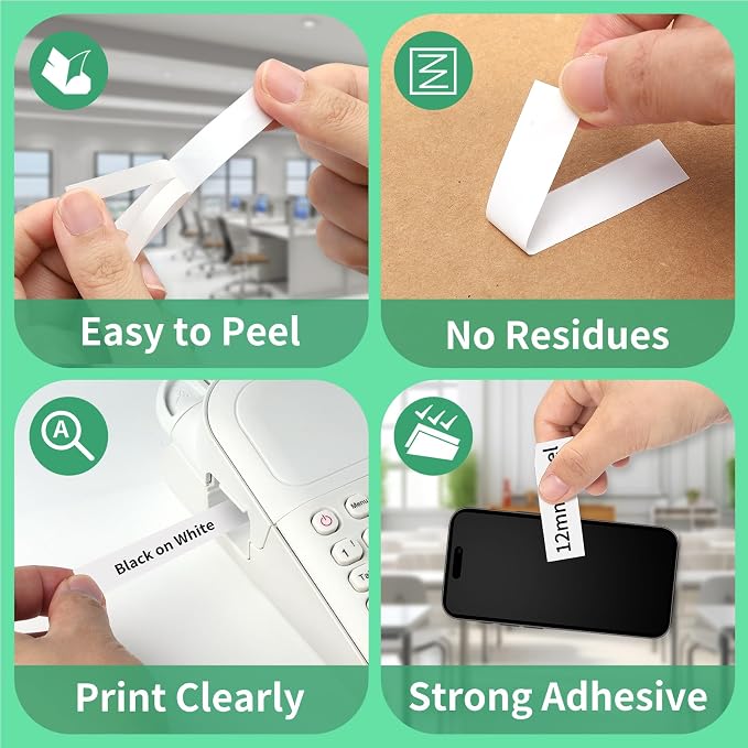 6Pk Replace for Brother P-Touch Label Tape TZe-231 12mm 0.47 Laminated White - Image 8