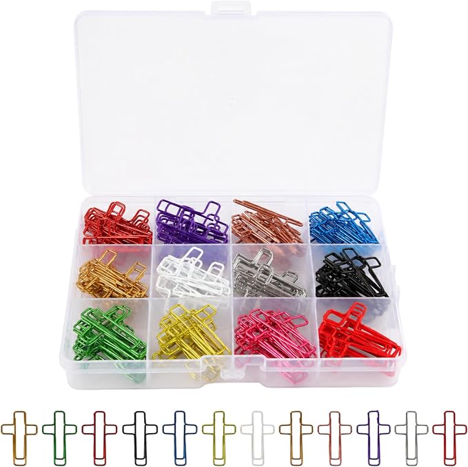 120 Pcs Cross Paper Clips, 1.34 x 0.8 Inch Multicolor Metal Bookmark Clips by Unknown
