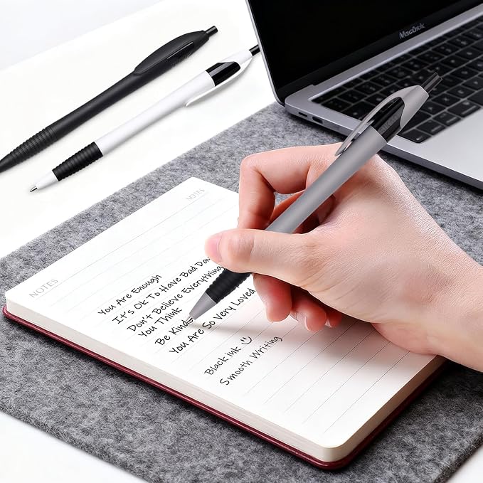 Pens Bulk, 60 Pack Gripped Slimster Ballpoint Pens -White, MODERN MINIMAL STYLE - Image 5