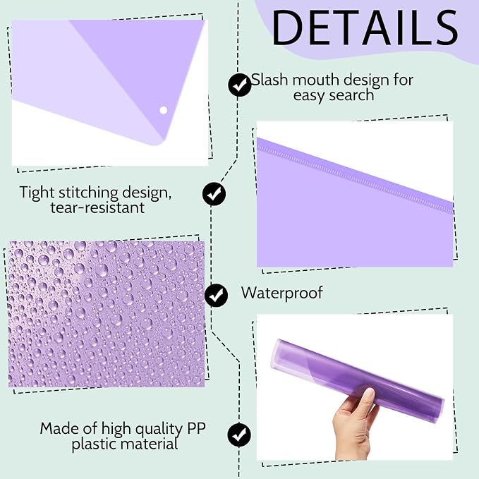 Maitys 50 Pack Binder Pockets 3 Hole Punch Clear Plastic Document Folders - Image 3