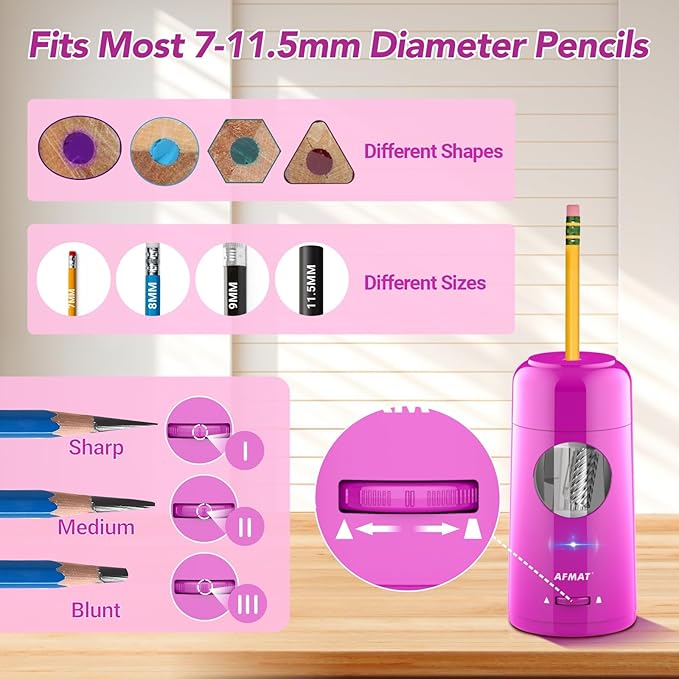 AFMAT Electric Pencil Sharpener, Rechargeable Fully Automatic Pencil Sharpener - Image 3